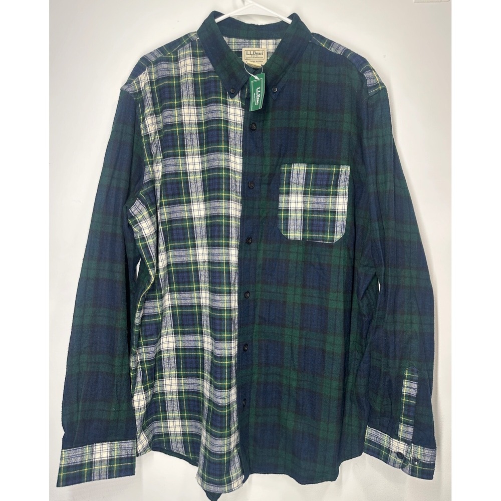 LL‎ Bean Scotch Plaid Flannel Long Sleeve Shirt Men's Size XL